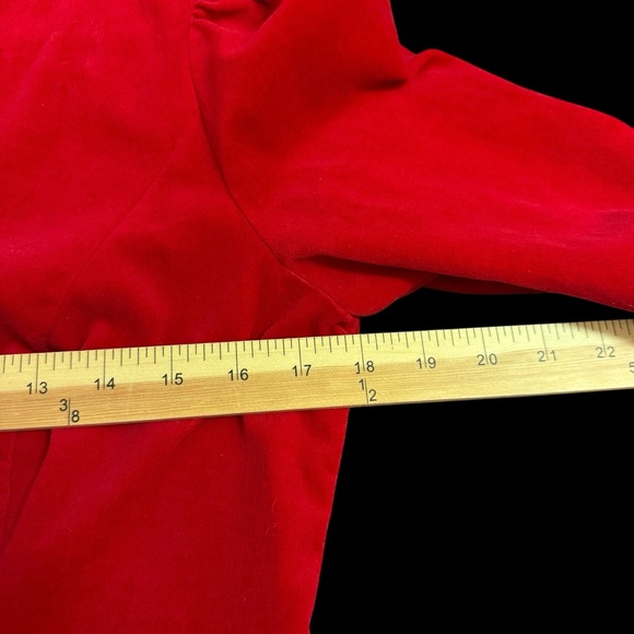 Vtg 80s Lanz Red Velvet Tartan Plaid Taffeta Holiday Formal Party Gown Dress 10 - Picture 13 of 14